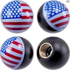 American Flag Tire Valve Stem Caps   4 Pack, Black Round Caps-American Flag