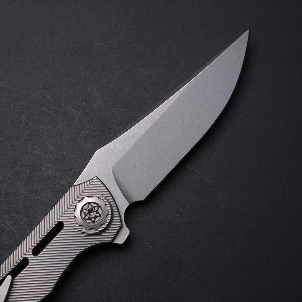Eutsler Custom Knives DUK Flipper - Angle Milled Titanium / CPM-154 Blade - Image 4 of 4