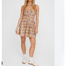 NASTY GAL Ditsy Printed Bustier Skater, 10