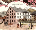 AK-LITHO 1899-Gruss aus OBSTEIG b. TELFS-Gasthof z. LÖWEN m. Kutsche+k.k.POSTAMT