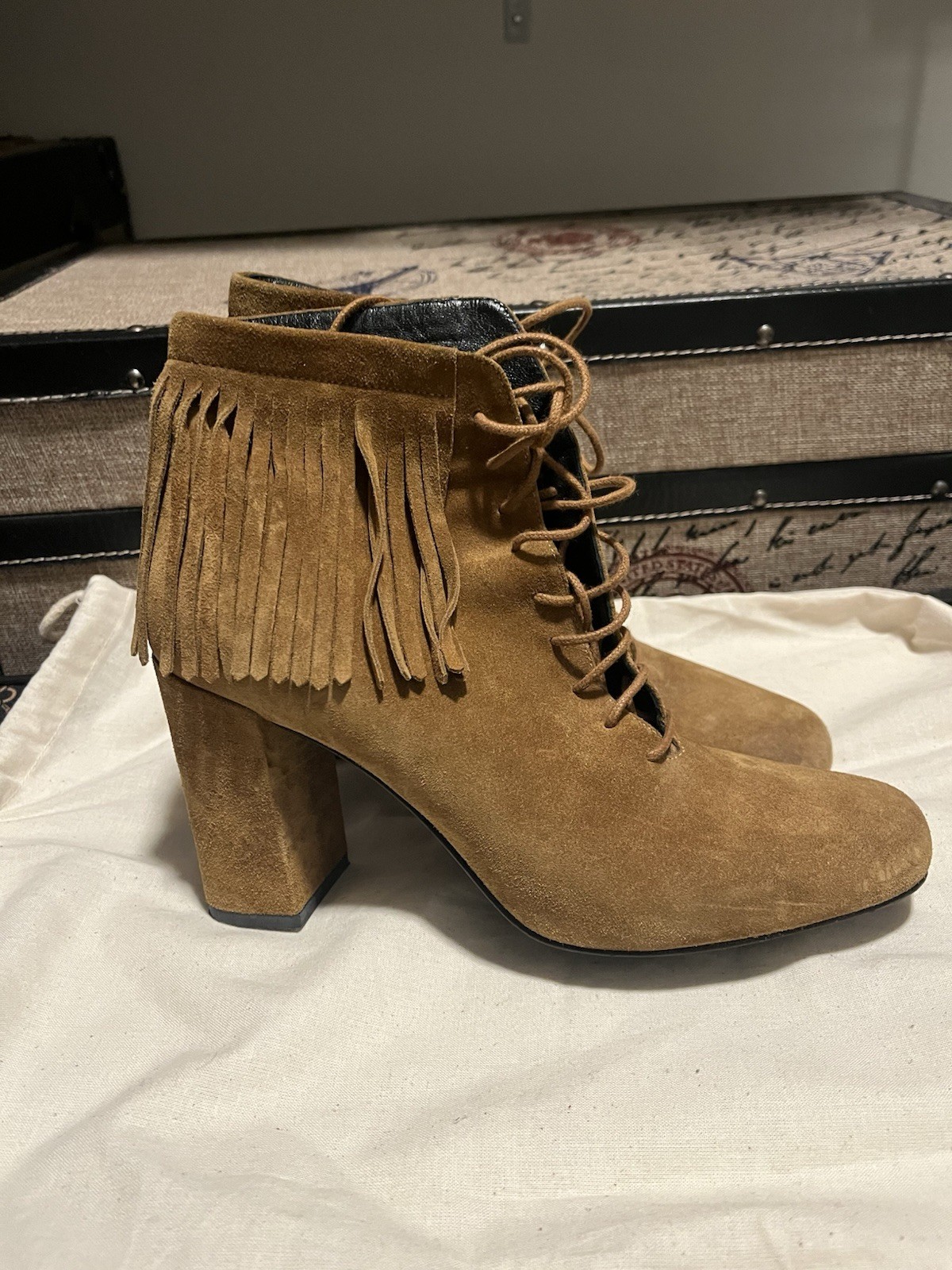 Saint Laurent Stivaletti "Babies" con frange marrone 8 5 o 39