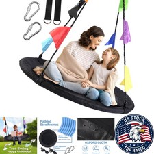 Durable 40-Inch Saucer Swing for Kids - Complete with Straps Carabiners