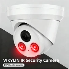VIKYLIN 4MP IR 30M Dome Security IP Camera Built-in MIC CCTV Outdoor POE IP67 HD