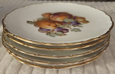 A set of 5 Schumann Arzberg hand-painted Bavarian porcelain dessert plates with