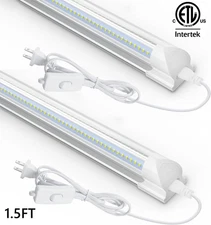 2 Pack LED Shop Light 1.5' 20W 6500K T8 Utility Garage Workbench Tube Lights ETL