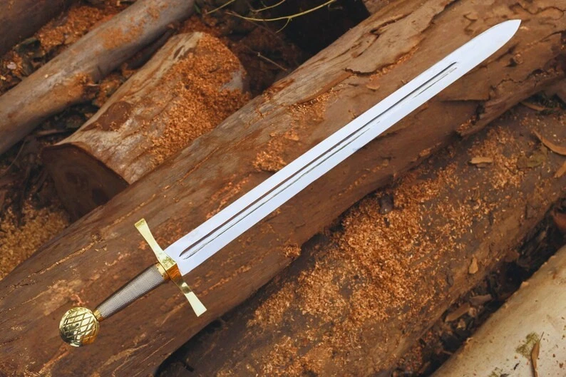 Réplica de espada hecha a mano Rey Arturo Excalibur con funda de cuero Foto 4 de 4