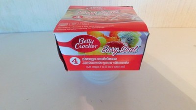 Package of 4 Betty Crocker Easy Seal Storage Containers 4 fluid ounces