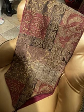 Croscill Home Galleria Burgundy Brown Gold Table Runner 84” X 13.5” Tassels