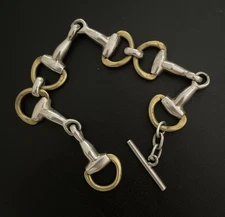 Sterling Silver Bracelet Snaffle Horse Bit Equestrian Jewelry Handmade MEXICO