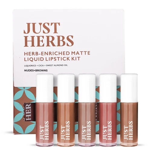 Organic Liquid Lipstick Kit Set of 5, Hydrating & Lightweight Lip Color - Parabe
