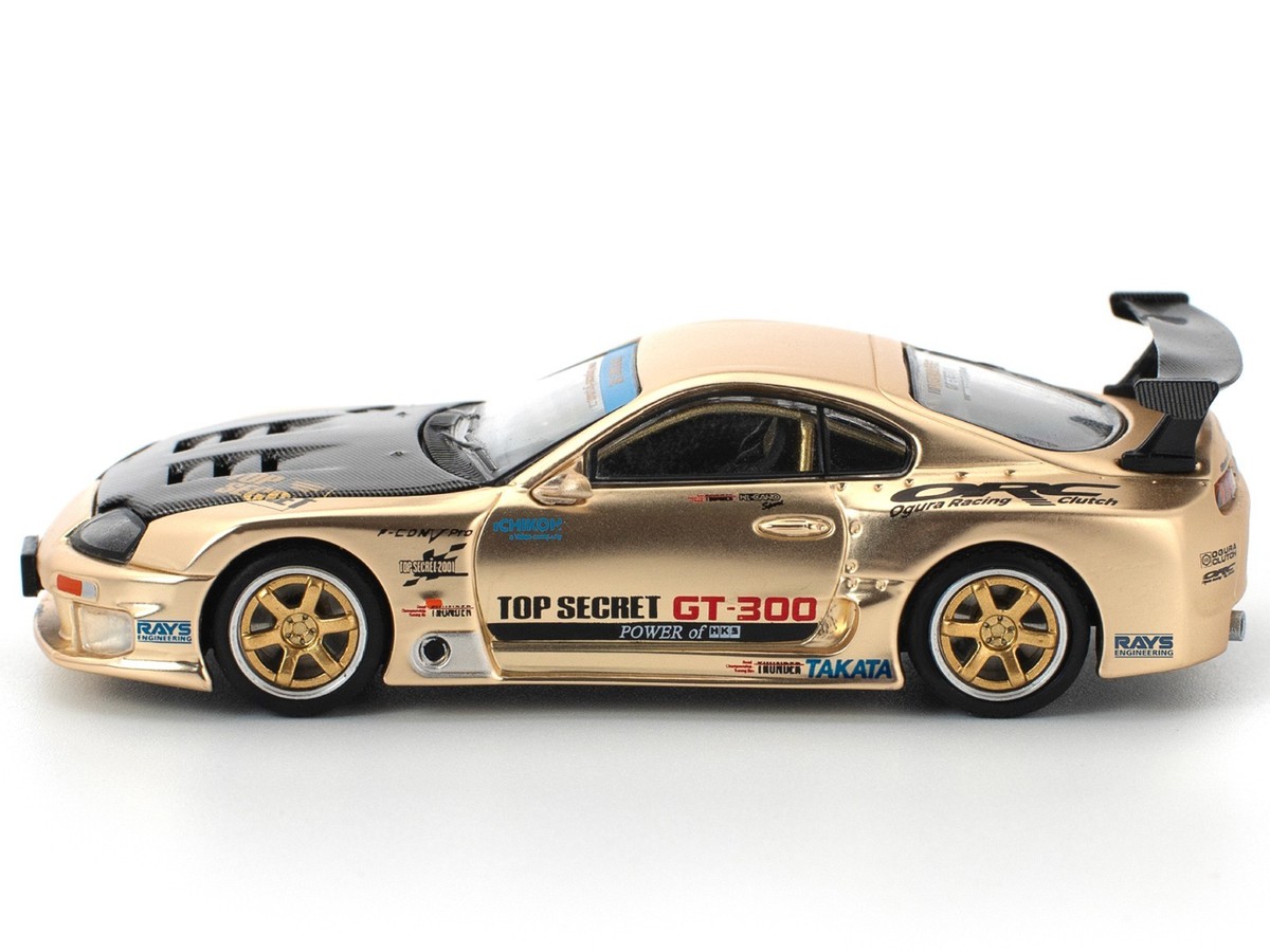 TOYOTA SUPRA TOP SECRET GT300 RHD GOLD 1/64 DIECAST MODEL BY POP