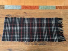 Burberry Cashmere Scarf Navy Classic Check 100 Wool Made in England 134x29cm