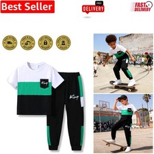 Casual Boys Short Sleeve Top  Pants Set - Perfect for Spring/Summer, 6-12Y