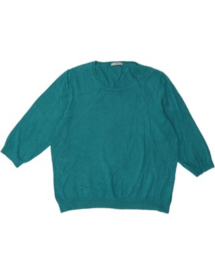 Marks & Spencer Damen Pullover Pulli 3/4 Arm Rundhals UK 22 3XL Grün DS05