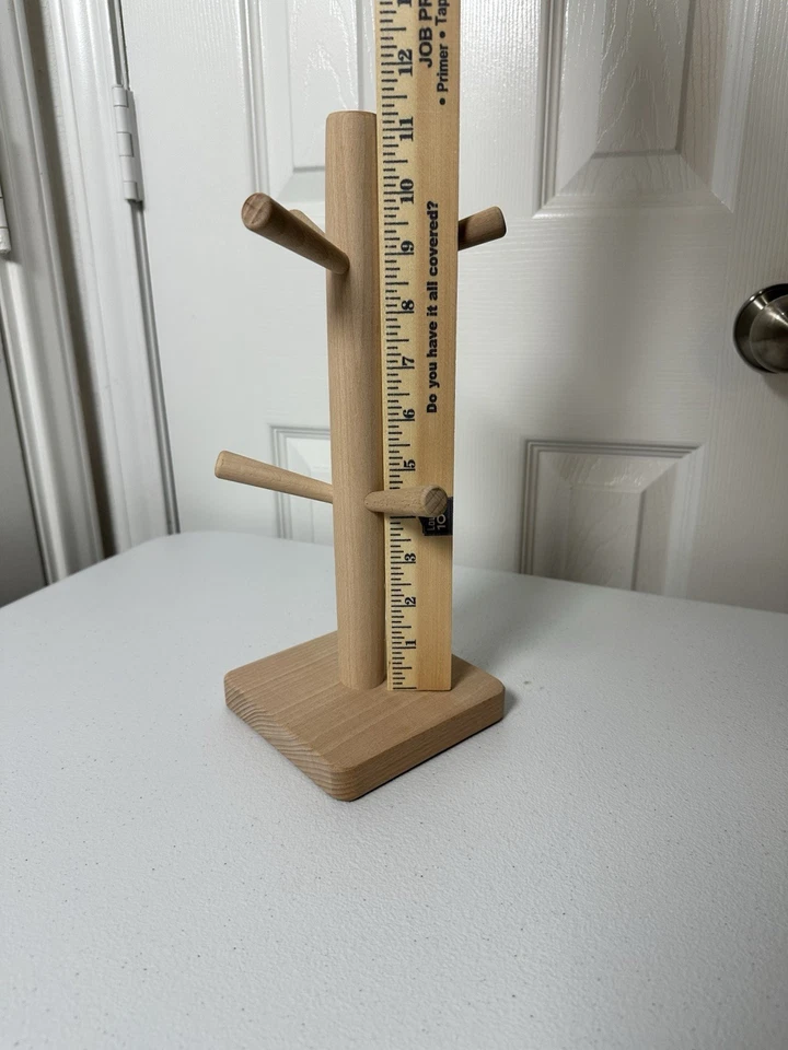 天然木质咖啡杯树架可容纳6杯厨房整理 — 第 4/4 张图片