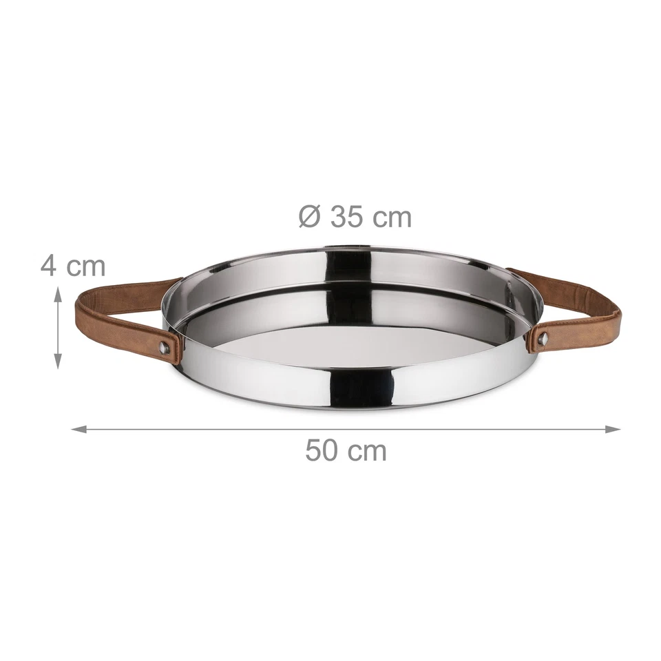 Serviertablett Essenstablett Servierteller Edelstahltablett Dekotablett rund  - Bild 4 von 4