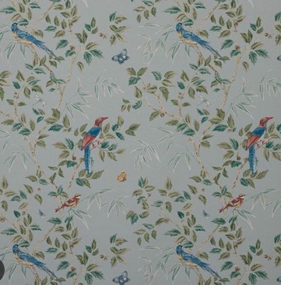 COLEFAX & FOWLER CURTAIN FABRIC 'ASHDOWN - OLD BLUE' 4.4 METRES LINEN BLEND