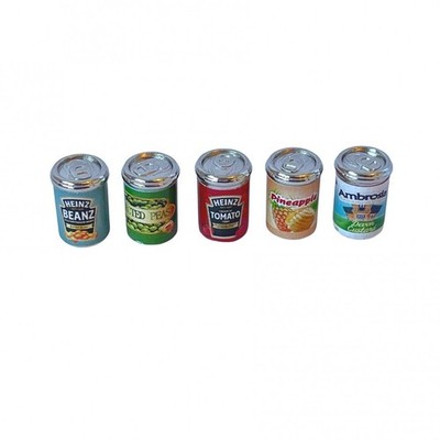 Puppenhaus fünf Essensdosen mit gebackenen Bohnen und Tomatensuppe (D4248) - 1:12 Sc...