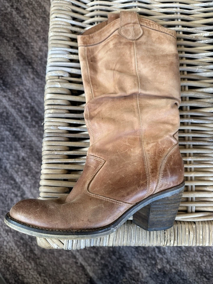 Aldo Depriest Tan Soft Leather Slouchy Cowgirl Women’s Boots 37 EU/ Size 6/6.5 - Image 2 of 4
