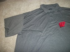 WISCONSIN BADGERS Majestic New NWT Mens 4XT Polo Shirt Gray