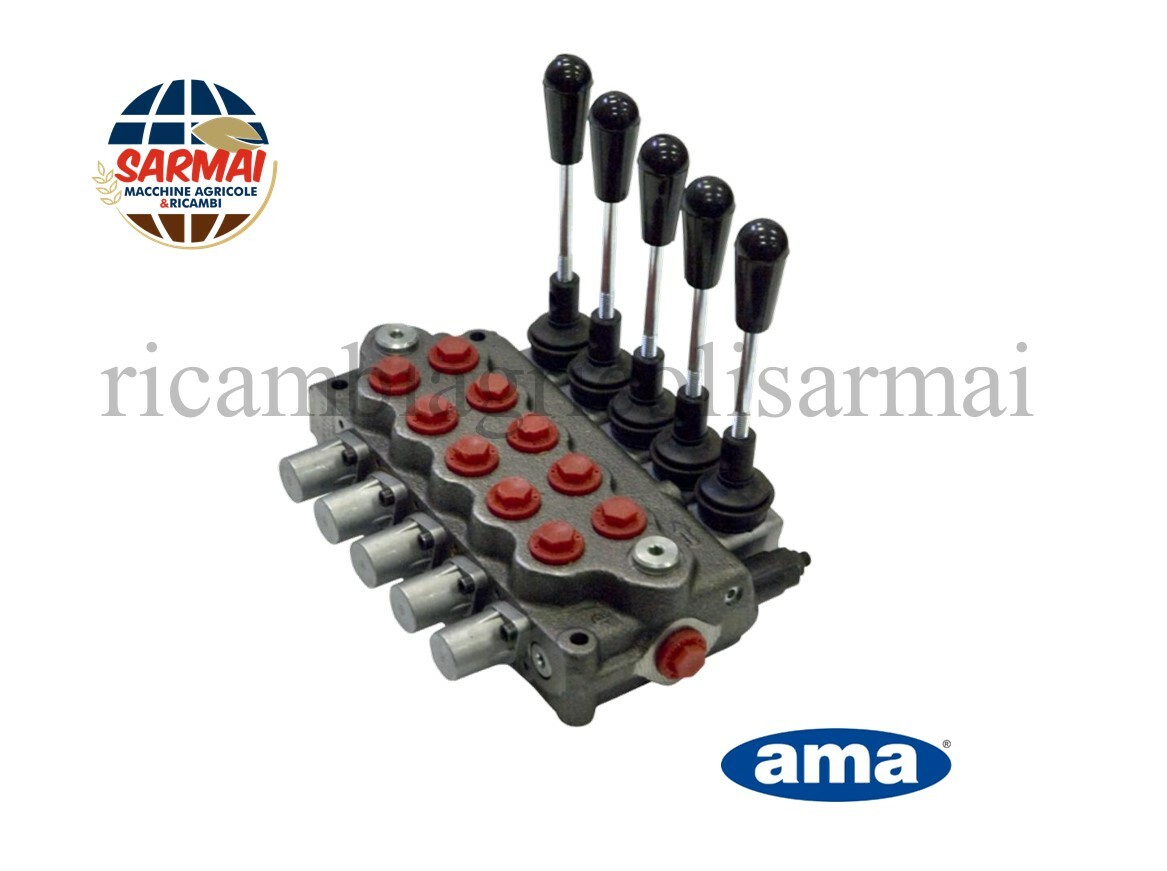 DISTRIBUTORE OLEODINAMICO IDRAULICO 3/8" A 5 LEVE DOPPIO EFFETTO 40 LITRI 180bar