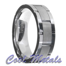 Brushed Tungsten Carbide Grooved Men Women Wedding Band Ring Size 7-15