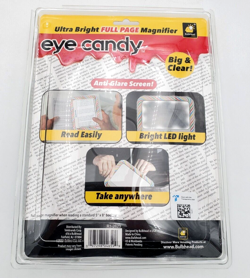 Eye Candy UltraBright FullPage Magnifier, As Seen On TV, Magnifies Up
