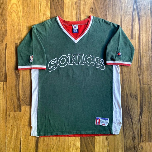 VINTAGE SEATTLE SUPERSONICS CHAMPION NBA BASKETBALL OFFICIAL SHOOTING SHIRT | eBay