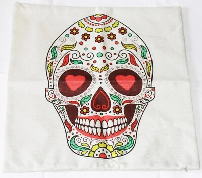 Housse de Coussin 44 cm Jour des morts (Día de Muertos) neuf lavable Halloween - Photo 1/4