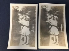 Two Vintage Photos Photographs (Duplicate) of Maybe a Mom / Aunt Holding Baby