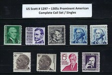 Product Image: US Scott # 1297 - 1305c Prominent Americans Set of 9 Coil Singles MNH Stamp   