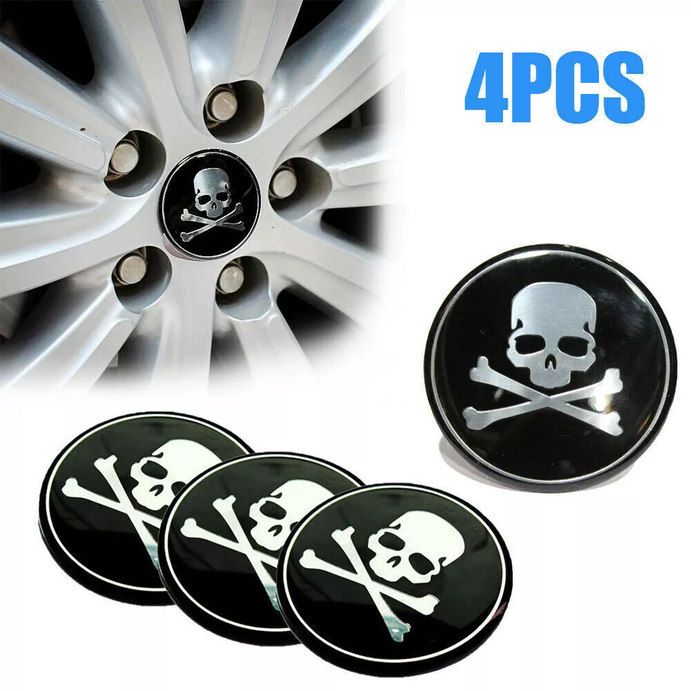 4Pcs/Set Cross Bone Skull Cap Sticker Car Accessories Wheel Hub Center Cap Cover