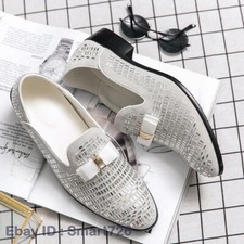 Luxury Men Business Dress Shoes Rhinestone Loafers Slip On Flats Footwear