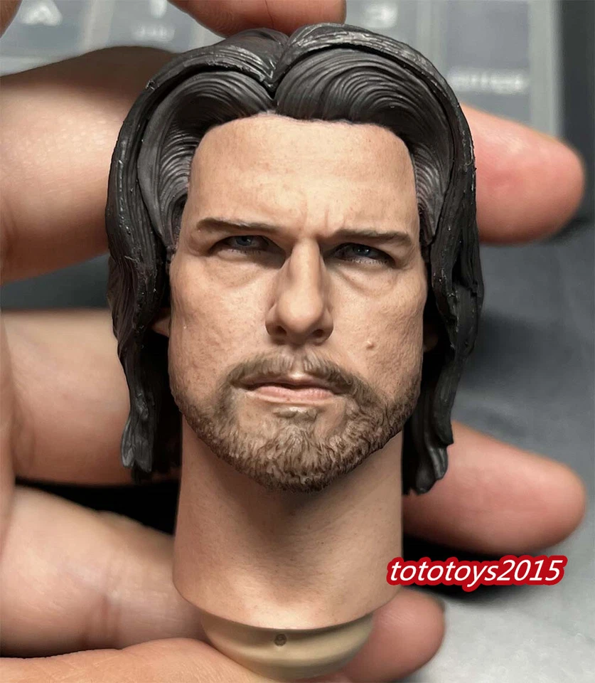 Cabeza de samurai esculpida de pelo largo 1:6 Tom Cruise para juguetes figura de acción masculina de 12" Foto 2 de 4