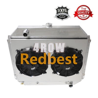 4Row Radiator Shroud Fan For 66-79 Ford F100 F150 F250 F350 Bronco Chevy V8 #833