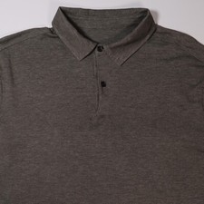 Lululemon Men's Large L Short Sleeve Gray Jersey Performance Tech Polo Shirt