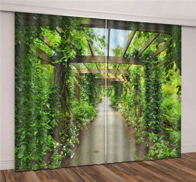 Green Corridor Of Life 3D Curtain Blockout Photo Printing Curtains Drape Fabric