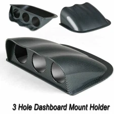 52mm Carbon Fiber Triple Dash Gauge Meter Pod 3 Hole Dashboard Mount Holder Pod