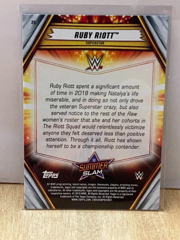 2019 Topps WWE SummerSlam 〜 #25 RUBY RIOTT - Image 2 of 2