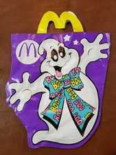 McDonalds Halloween Vinyl Trick or Treat Bag Vintage 1990 - Ghost Boo Purple 11"