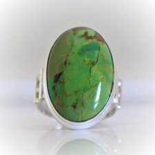 MOHAVE GREEN TURQUOISE NATURAL GEMSTONE 925 STERLING SILVER JEWELRY RING 3 TO 12