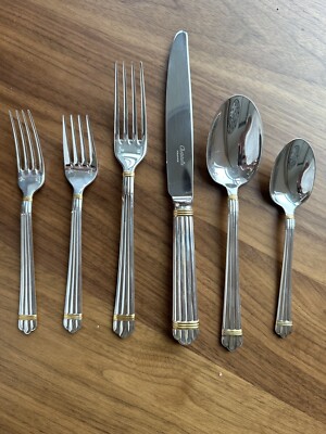 Christofle Aria Gold (10-22) Silver-Plate Six-Piece Formal Setting