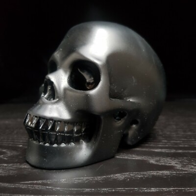 5 Zoll mattschwarzer Obsidianschädel, mit polierten Augen & Zähnen 1,2 kg #MH