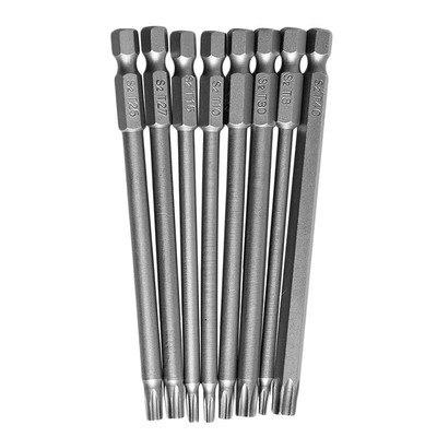 8Pcs/Set T8-T40 100mm Torx Screwdriver Bits 4 Shank