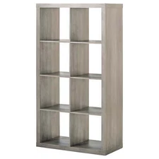 Large 8-Cube Open Storage Organizer Shelves Bookcase, Easy Assembly, Rustic Gray