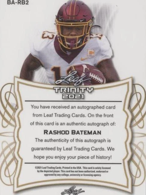 2021 Leaf Trinity Rashod Bateman #BA-RB2