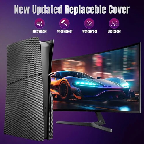 Carbon Fiber Pattern Case Replacement for PS5 Slim Faceplate Accessory Cover - Picture 3 of 11
