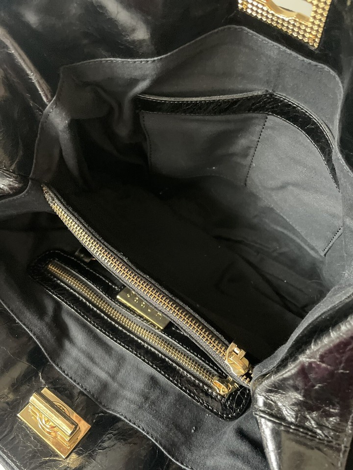 Hobbs Black Leather & Suede Top Handled Tote Bag eBay