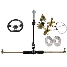 Steering Wheel Gear Rack Pinion Disc Brake Caliper Spindle Hub Go Kart ATV 110CC