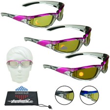 Womens Photochromic Motorcycle Chrome Wrap Foam Padded Safety Biker Sunglasses